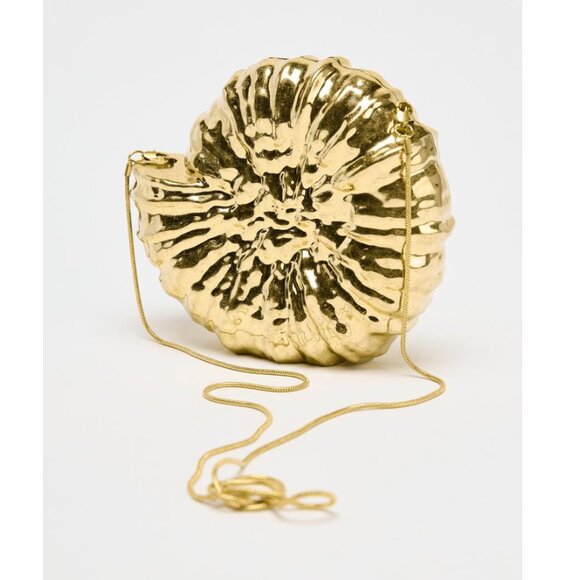 ZARANew With TAGSMetallic Gold Shell Clutch